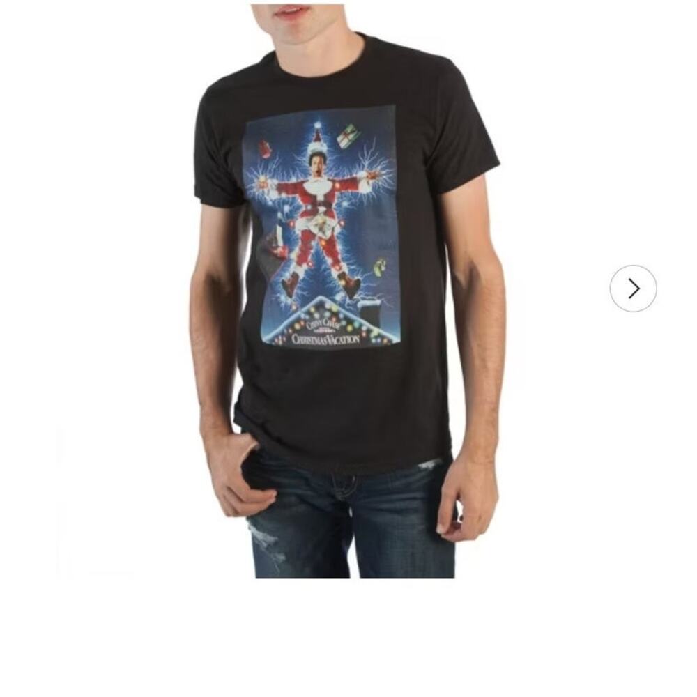 National Lampoons Christmas Vacation Santa Claus black tshirt sz Large